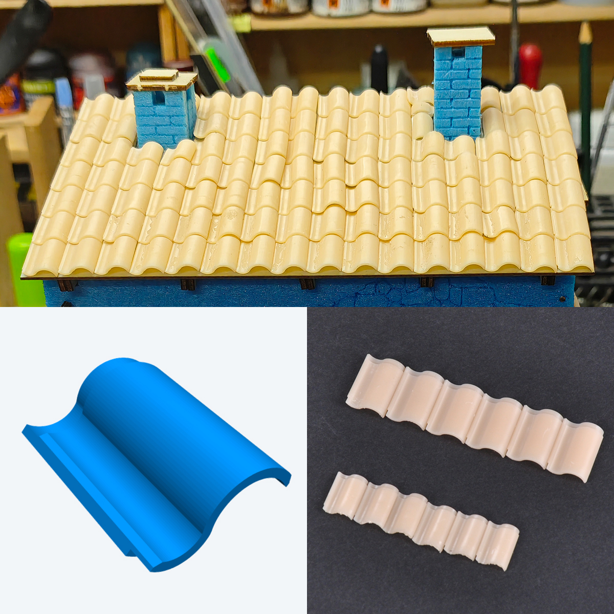 Model Kit Ikaruga - Assembly house tile roof Building components