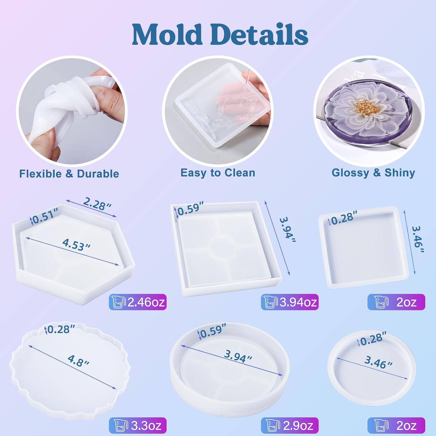 6Pcs Silicone Molds for Epoxy  - Resin Kit Cast review and price