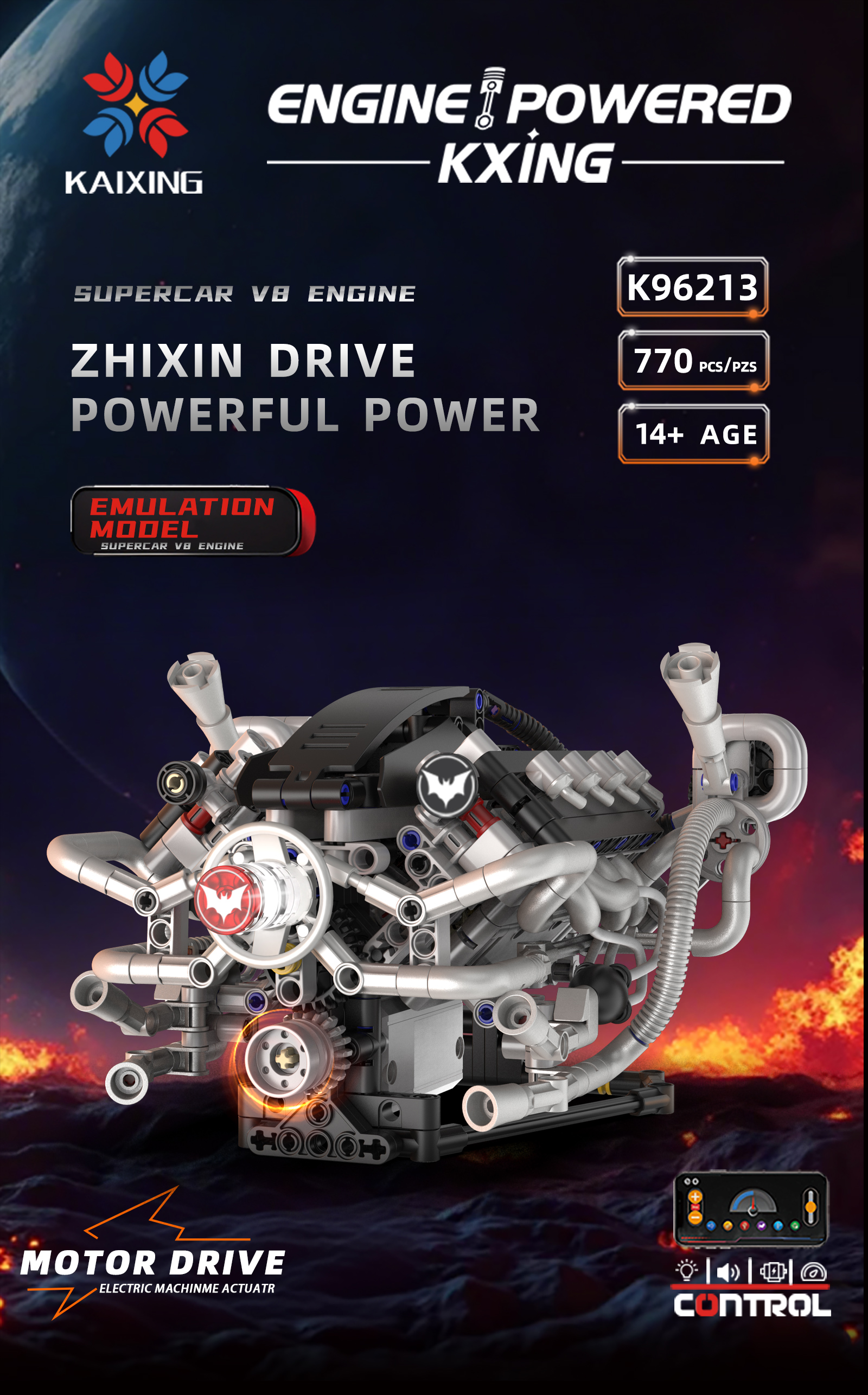 K96213 770pcs V8 Engine Model  - Model Kit V8 review and price